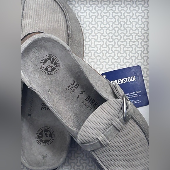 Birkenstock | Buckley Suede Corduroy Clog Womens Size 38 US 7 Gray - Picture 9 of 13